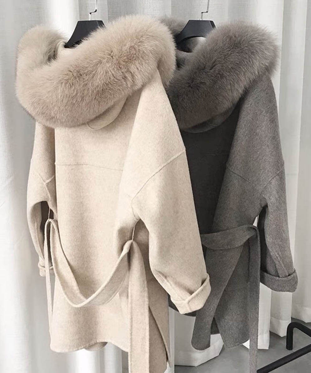 Cashmere Wool Fox Fur Coat - Women - UGG Specialist Australia